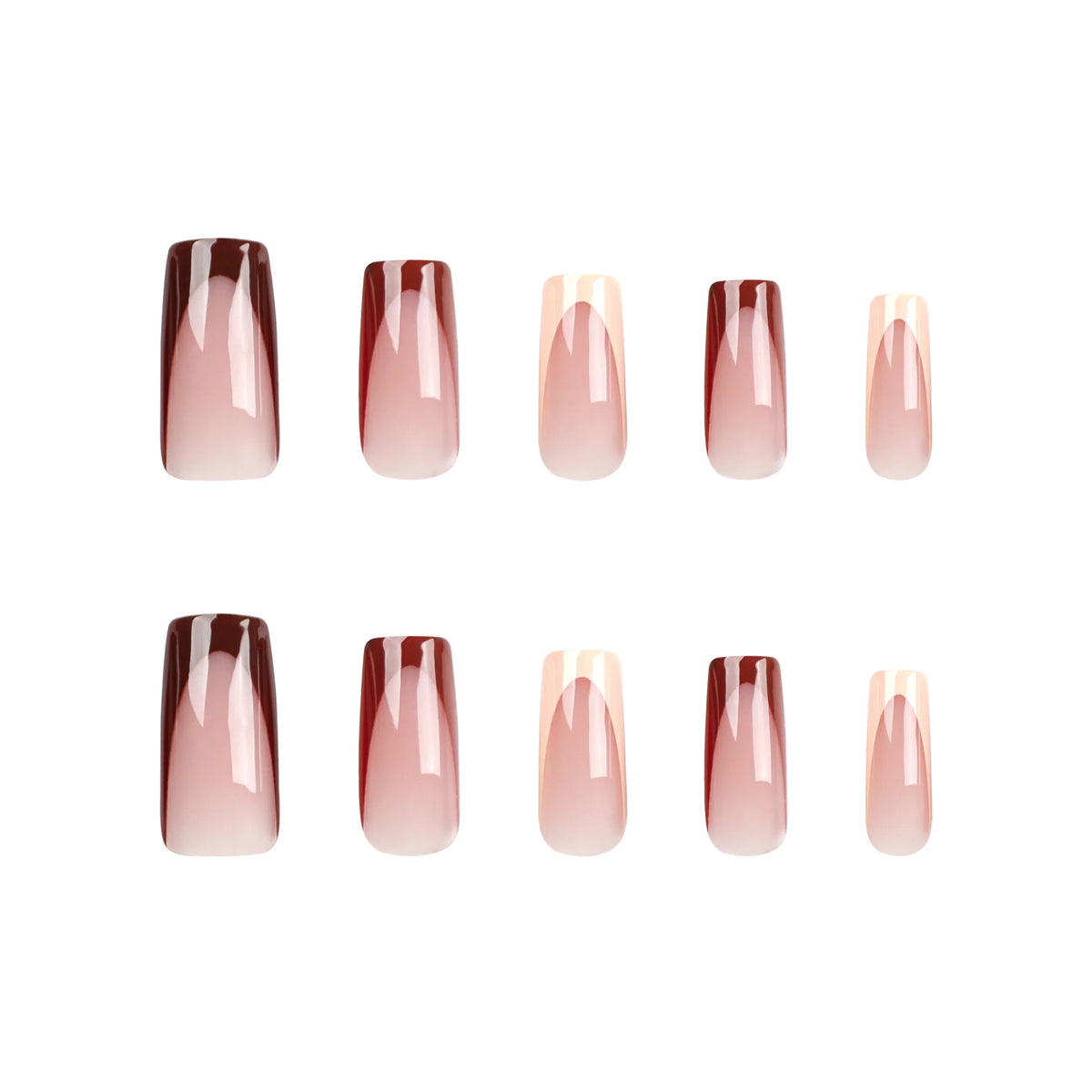 Press-On Nail Set Elegant Gradient Break-Resistant Easy Application