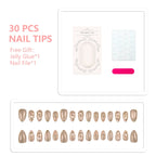 Press-On Nail Set Elegant Patterned Quick Application & Long-Lasting