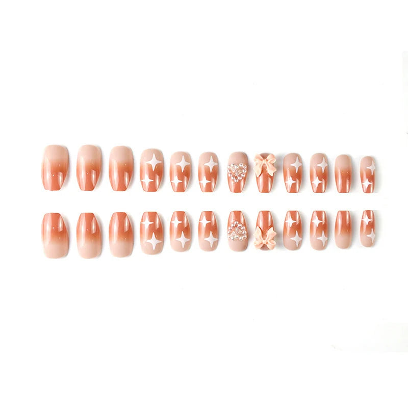 Press-On Nail Set Embellished Easy Application & Reusable