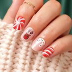 Press-On Nail Set Festive Designs & Gel Polish