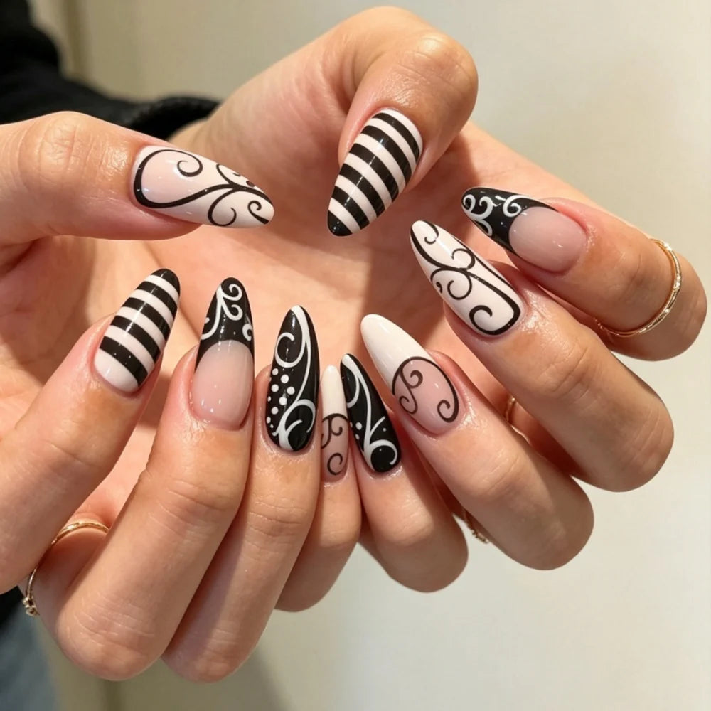 Press-On Nail Set Festive Designs & Gel Polish