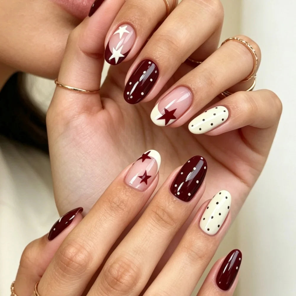 Press-On Nail Set Festive Designs & Gel Polish