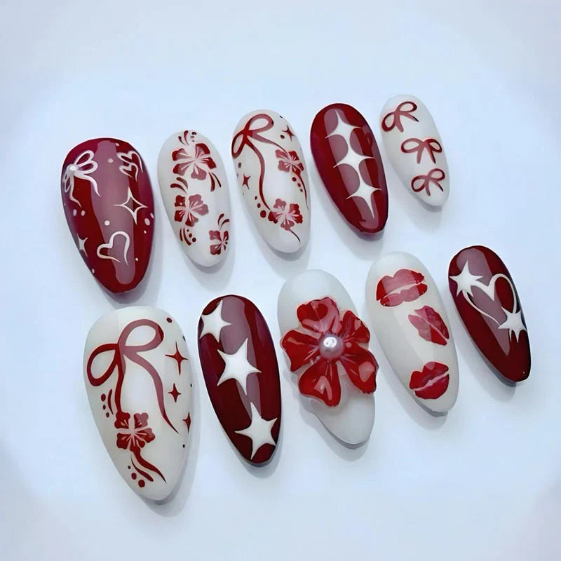 Press-On Nail Set Festive Designs No-Glue Multiple Sizes