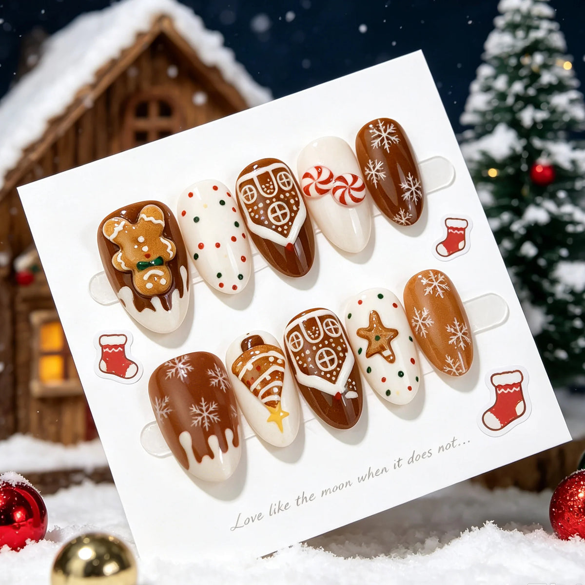 Press-On Nail Set Festive Holiday Designs & Application Kit