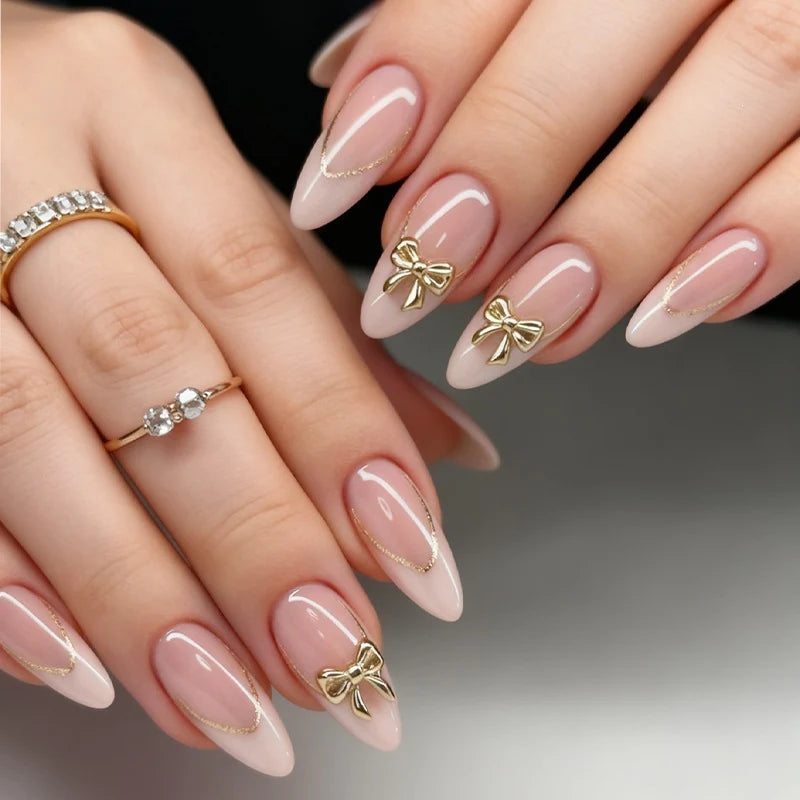 Press-On Nail Set Fine Glitter Tips Glue & Guide