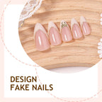 Press-On Nail Set Fine Glitter Tips Glue & Guide