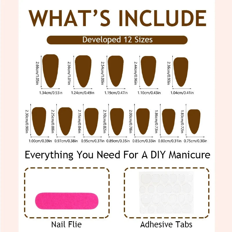 Press-On Nail Set Fine Glitter Tips Glue & Guide