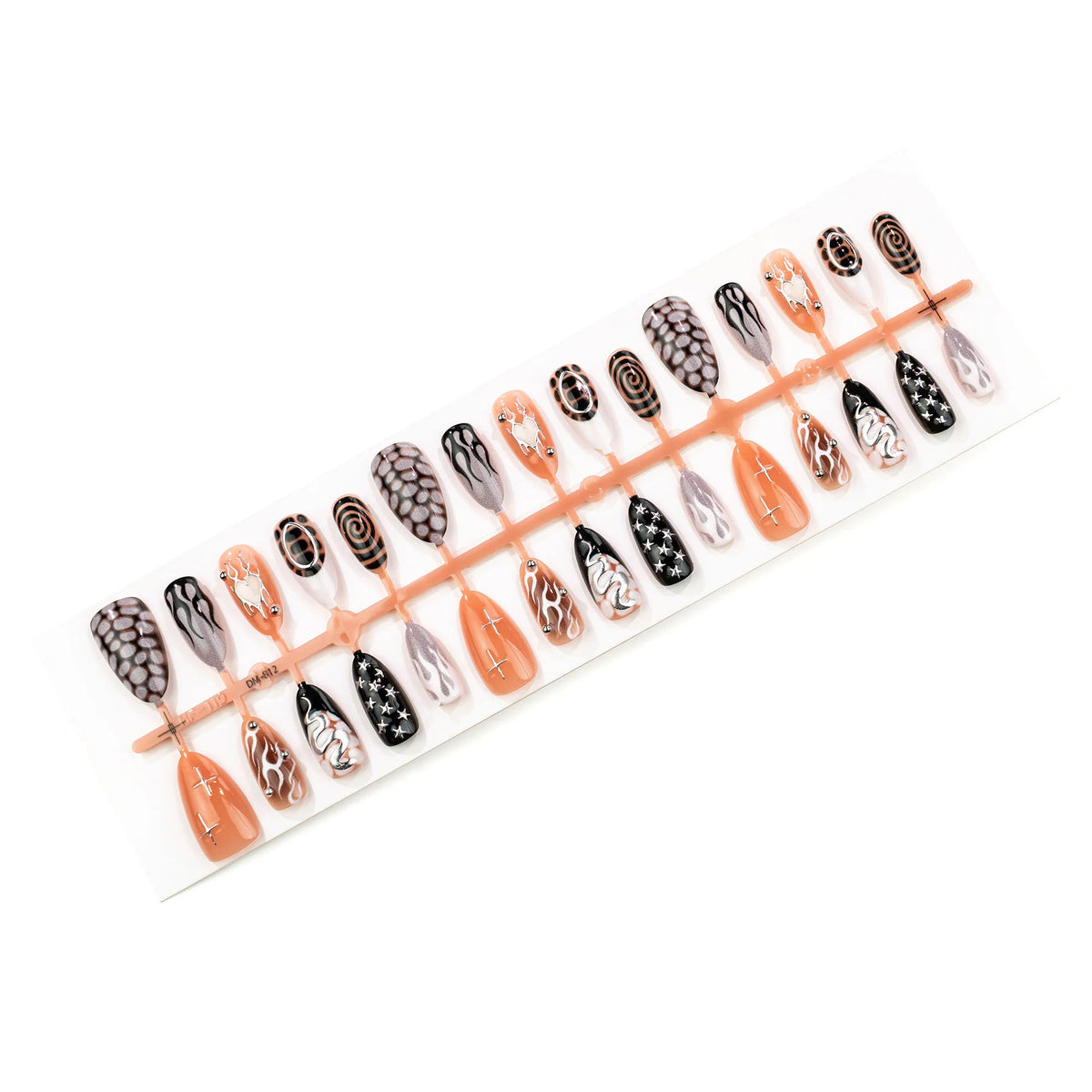 Press-On Nail Set Flame Design Chip-Resistant