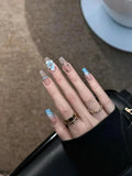 Press-On Nail Set Floral Design Easy Application Multiple Sizes