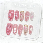 Press-On Nail Set Floral Design Multiple Sizes Easy Application