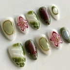 Press-On Nail Set Floral Design & Quick Application