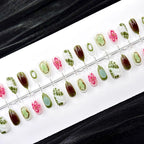 Press-On Nail Set Floral Design & Quick Application