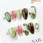 Press-On Nail Set Floral Design & Quick Application