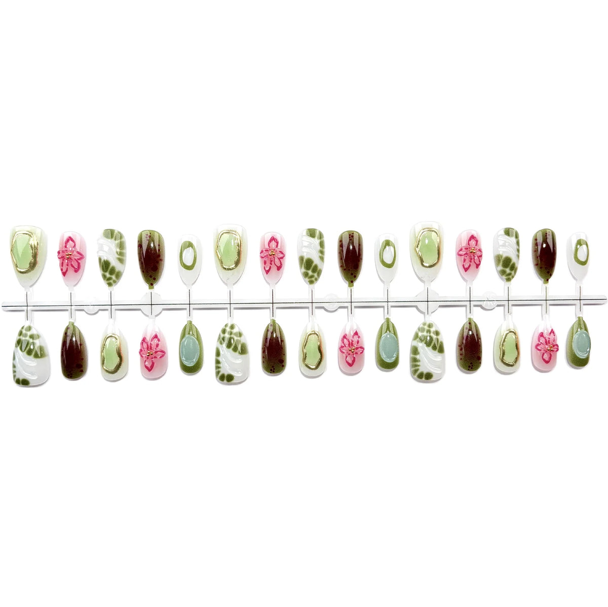Press-On Nail Set Floral Design & Quick Application
