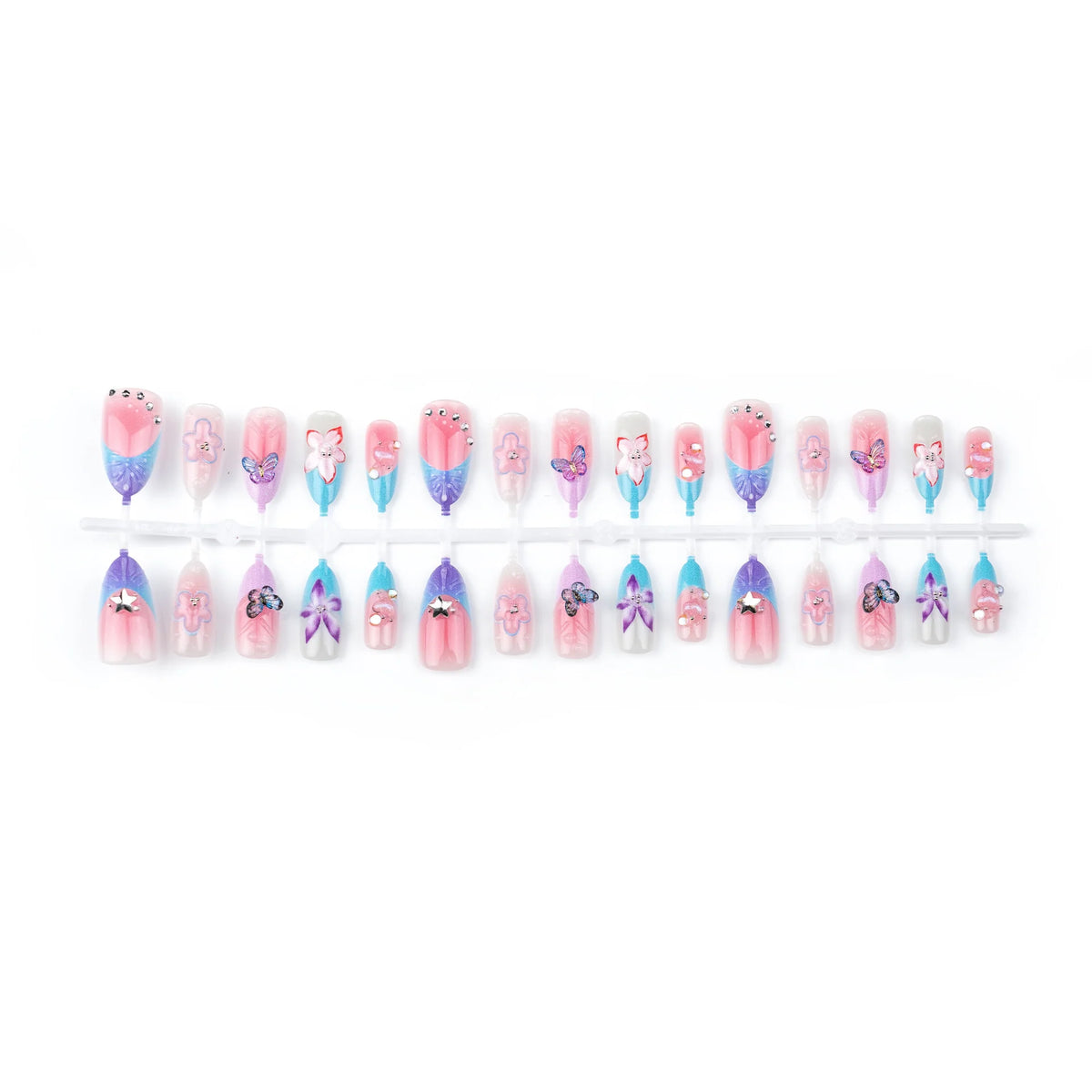 Press-On Nail Set Floral Design Quick Application & Reusable