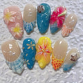 Press-On Nail Set Floral Designs Acrylic Easy Application