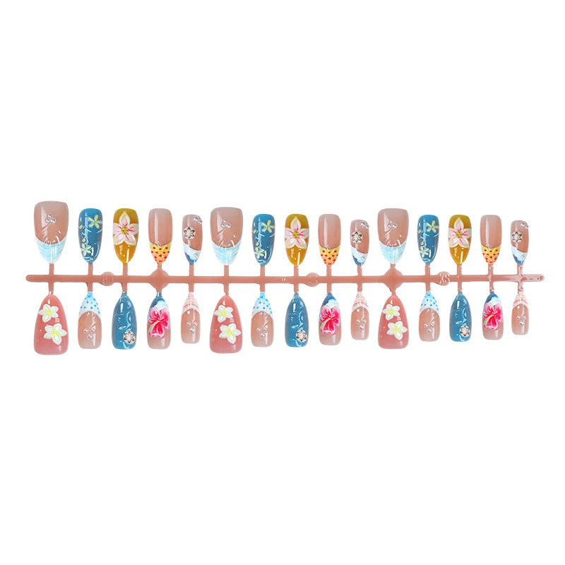 Press-On Nail Set Floral Designs Acrylic Easy Application