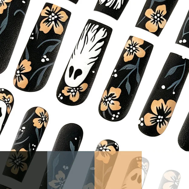 Press-On Nail Set Floral Designs Glossy & Chip-Resistant