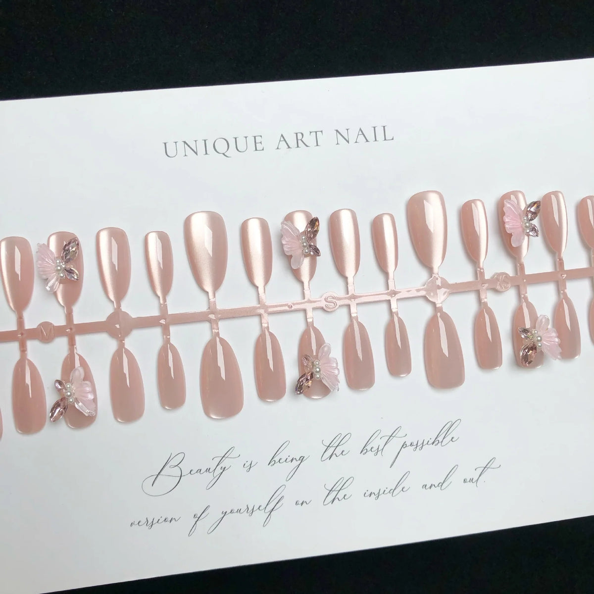Press-On Nail Set Floral Embellished Easy Application Multiple Sizes