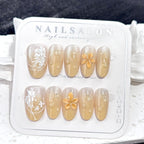 Press-On Nail Set Floral Embossed Durable Multiple Sizes