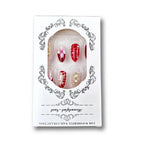 Press-On Nail Set Floral-Embossed Reusable With Applicator Kit