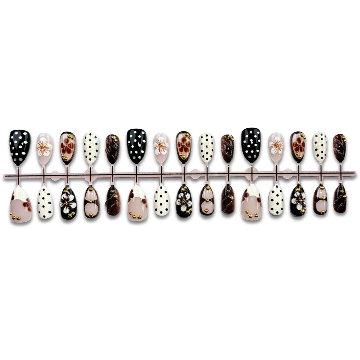 Press-On Nail Set Floral & Geometric Custom Fit