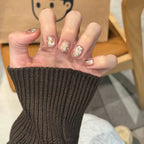 Press-On Nail Set Floral Gold Long-Lasting