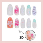Press-On Nail Set Floral & Gradient Reusable