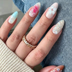 Press-On Nail Set Floral & Gradient Reusable