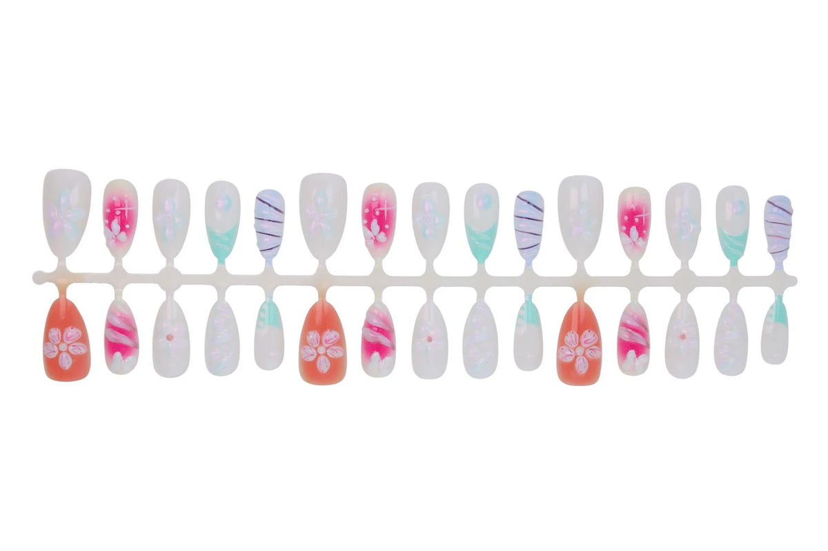 Press-On Nail Set Floral & Gradient Reusable