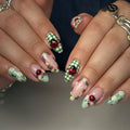 Press-On Nail Set Floral & Ladybug Acrylic Multiple Sizes