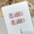 Press-On Nail Set Floral & Leopard Adhesive Backing