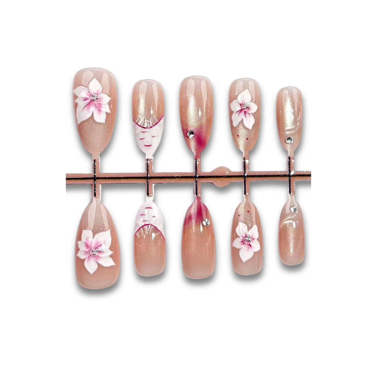 Press-On Nail Set Floral Peel & Stick Multiple Sizes