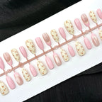 Press-On Nail Set Floral Pink Easy Application Multiple Sizes