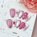 Press-On Nail Set Floral Pre-Applied Adhesive & Reusable