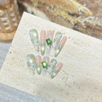 Press-On Nail Set Floral & Rhinestone No Glue