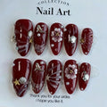 Press-On Nail Set Floral & Shell Accents