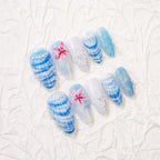 Press-On Nail Set Floral Shell Design Kit Included