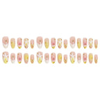 Press-On Nail Set Floral & Shimmer Adhesive Backing