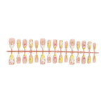 Press-On Nail Set Floral & Shimmer Adhesive Backing
