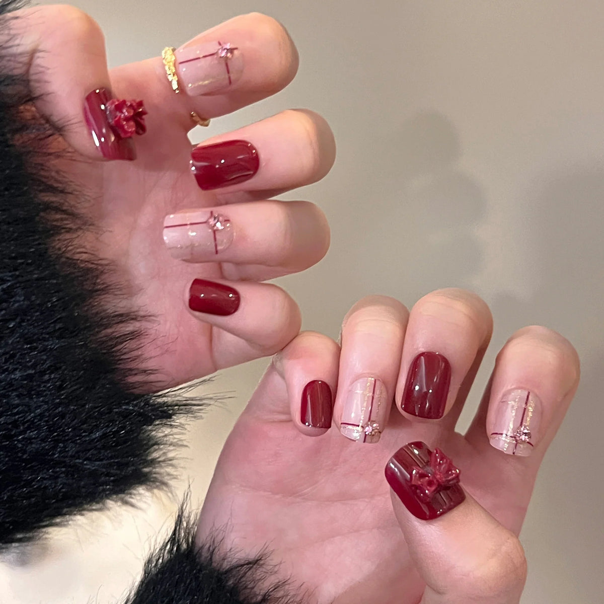Press-On Nail Set Floral & Sparkle Easy Application