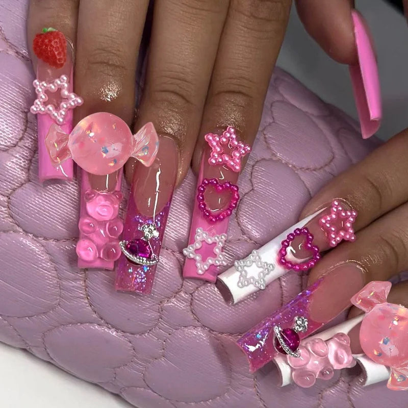 Press-On Nail Set French Tip Reusable & Lightweight