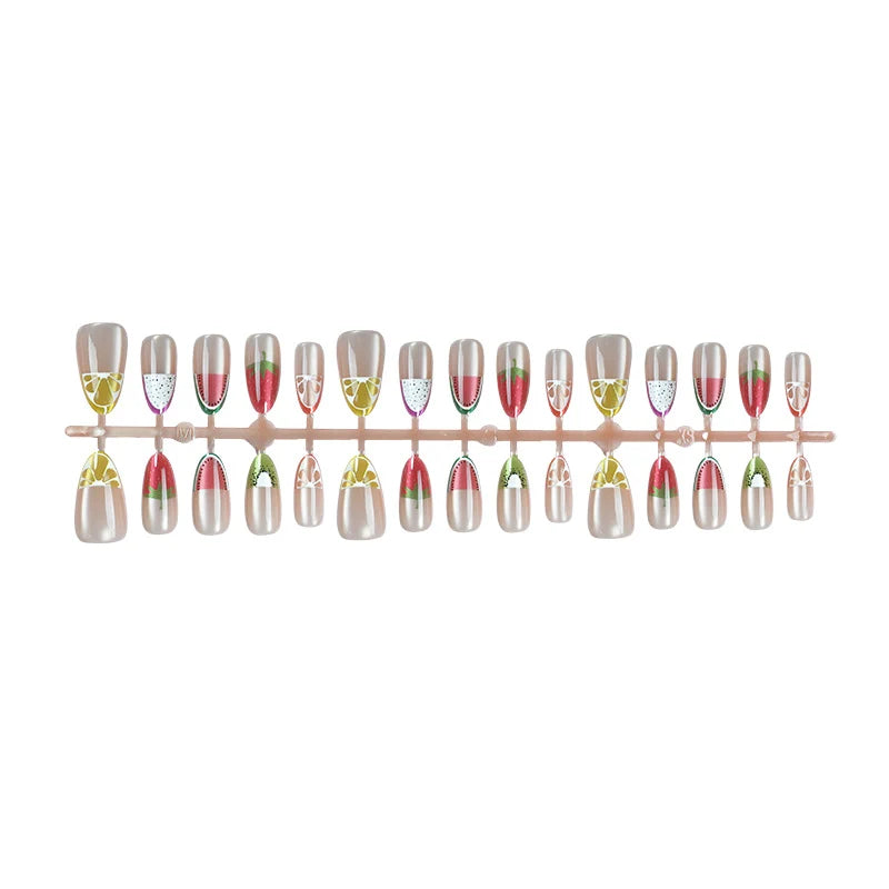 Press-On Nail Set Fruit Designs Durable Easy Application