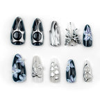 Press-On Nail Set Geometric Metallic Adhesive-Backed