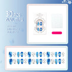 Press-On Nail Set Geometric Patterns Multiple Sizes