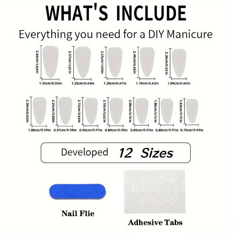 Press-On Nail Set Geometric & Polka Dot Multiple Sizes