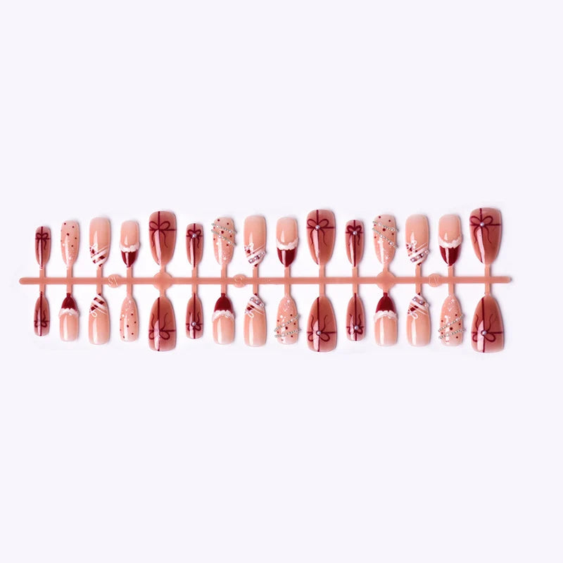 Press-On Nail Set Gift-Themed Quick Application Durable Shine