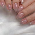 Press-On Nail Set Glitter Finish Pre-Applied Adhesive & Reusable