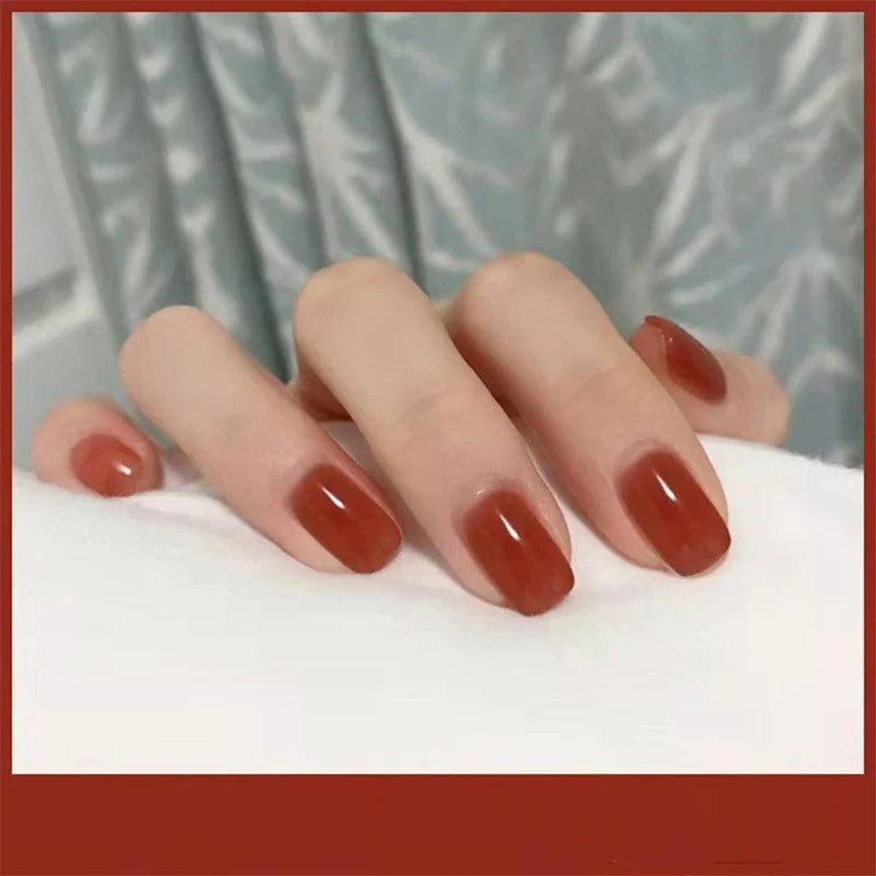 Press-On Nail Set Glossy Easy Application & Reusable