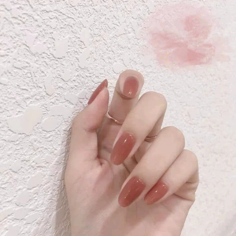 Press-On Nail Set Glossy Easy Application & Reusable